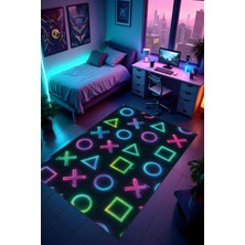 Dijital Baskı Oyun Odası Gamer Halısı Makinede Yıkanabilir Anti Bakteriyel Leke Tutmaz Kaymaz Taban