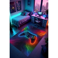 Dijital Baskı Oyun Odası Gamer Halısı Makinede Yıkanabilir Anti Bakteriyel Leke Tutmaz Kaymaz Taban