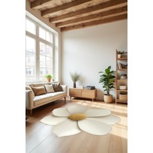 Dijital Baskı Kum Çiçek Desen Lazer Kesim Dekoratif Makinada Yıkanabilir Yuvarlak Antre Salon Halısı