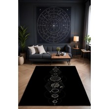 Makinede Yıkanabilir Astronomi Desen Kaymaz Taban Leke Tutmaz Salon Halısı Genç Halısı Çocuk Halısı