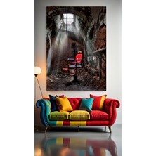 Özkacar Group Berber Koltuğu V1 Ev Duvar Salon Güzellik Salonu Ofis Dükkan Dekarasyon Kanvas Tablo