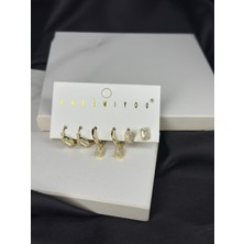 14K Altın Kaplama 6'lı Baget Tasarım Küpe Seti