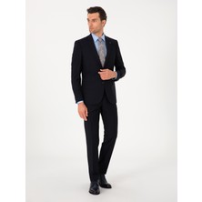 Cacharel Erkek Lacivert Slim Fit %100 Yün Mono Yaka Takım Elbise 50310092-VR033