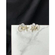 Gold Altın Deniz Konseptil Çivi Çelik Küpe