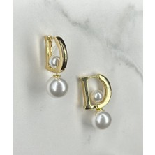 Gold Altın Incili Marka Model Sallantılı Halka Küpe