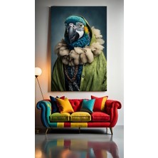 Özkacar Group Kapşonlu Papağan Ev Duvar Salon Güzellik Salonu Ofis Dükkan Dekarasyon Kanvas Tablo