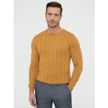Cacharel Erkek Hardal Slim Fit Bisiklet Yaka Triko Kazak 50240208-VR072