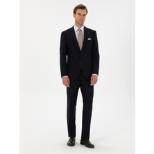 Cacharel Erkek Lacivert Slim Fit Yün Karışımlı Mono Yaka Klasik Takım Elbise 50306815-VR033