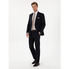 Cacharel Erkek Lacivert Slim Fit Yün Karışımlı Mono Yaka Klasik Takım Elbise 50306815-VR033
