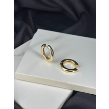 Gold Altın Halka Tasarım Klasik Çelik Küpe