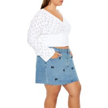 F21 Plus Size Taş Detaylı Kazak