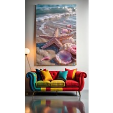 Özkacar Group Pembe Deniz Yıldızı Ev Duvar Salon Güzellik Salonu Ofis Dükkan Dekarasyon Kanvas Tablo