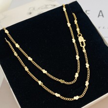 Kyver Pullu Kolye Kalpli Ezme Kadın Kolye Kararmaz Xuping 45cm 14 Ayar Gold