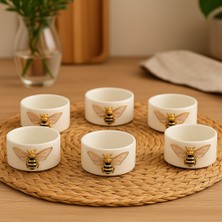 6 Lı Beyaz Porselen Arı Sosluk Lokumluk Sunum Kasesi Mini Boy