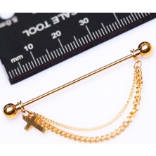Aida Jewelss 316 L Cerrahi Çelik Haç Zincir Modeli Köprü Piercing