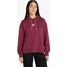 Timberland Stack Logo Loop Back Kadın Bordo Sweatshirt.-