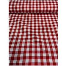 Zefir Kumaş Kırmızı Büyük Kareli Desen