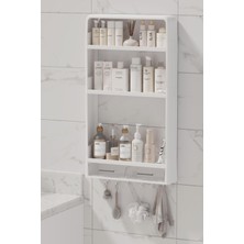 Yapışkanlı Modüler 3 Katlı Banyo Düzenleyici Rafı Organizeri Askılıklı & Çekmeceli Organizer