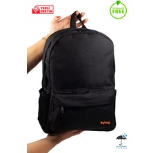 Bybag Su Geçirmez Kumaş Okul Seyahat Günlük Siyah Sırt Çantası Unisex