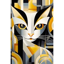 Aden Dekoratif Renkli Kedi Kanvas Tablo