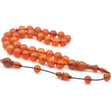 Mesut Elma Usta Işçilikli Hareli Turuncu Sıkma Kehribar Tesbih