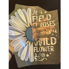 Ütü Ile Yapışan Papatya Çiçek Transfer Baskı Arma 23X21 cm