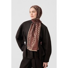 Cotton Twill Şal Loop Line Kızıl Kahve