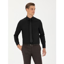 Cacharel Erkek Siyah Slim Fit Uzun Kollu Gömlek 50282995-VR046