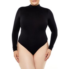 F21 Plus Size Dikişsiz Yüksek Yaka Bodysuit