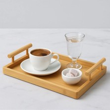 Yzhome Küçük Boy Bambu Dikdörtgen Tepsi Sunum Servis Tepsisi 35*24CM