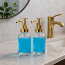 Yzhome 2 Li Gold Detaylı Cam Lüks Sıvı Sabunluk 500ML
