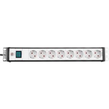 Premium-Line, Çoklu Priz 8 Kat - 19 " Format Için Ideal Serverschraenke (Şalter ve 3 M Kablo) Renk: Açık Gri/siyah