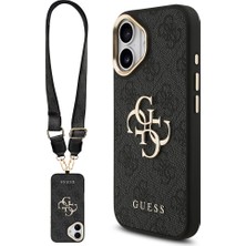 iPhone 17 Uyumlu Kılıf Guess Orjinal Lisanslı 4g Büyük Metal Logolu Kalın Askılı Kapak Siyah