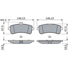 Bosch 0986494764 - Fren Balatası Arka Mercedes W205 S205 C205 A205 W222 C217 A217 C190 X290 R190