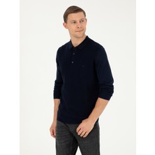 Cacharel Erkek Lacivert Regular Fit Yün Karışımlı Polo Yaka Triko Kazak 50279605-VR033