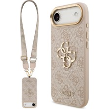 iPhone 17 Air Uyumlu Kılıf Guess Orjinal Lisanslı 4g Büyük Metal Logolu Kalın Askılı Kapak Pembe