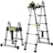 6+6 Basamaklı Çift Taraflı Teleskopik Alüminyum Merdiven 1.9m x 1.9m = 3.8 Metre
