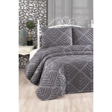 Çeyiz Diyarı Pine 3 Parça Çift Kişilik Pike Takımı Antrasit