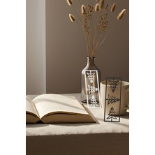 Çam Ağacı Kitap Ayracı, Modern Tasarım, Hafif ve Şık 2’li, Siyah ve Beyazın Modern Uyumu