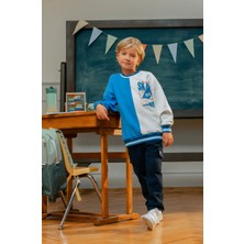Erkek Çocuk Kaykay Baskılı Renk Bloklu Sweatshirt