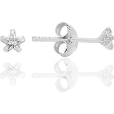 Gümüş Zirkon Taşlı, Yıldız Kesim 3 mm Tektaş Küpe SGTL12735RODAJ
