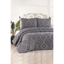 Çeyiz Diyarı Samira 3 Parça Çift Kişilik Pike Takımı Antrasit