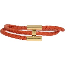 Unisex Turuncu Renk Sarmal Deri Bileklik