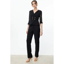 Ekol Kadın Bol Paça Cepsiz Pantolon 4204 Siyah