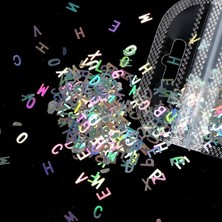 Epoksi Kalıp Cank Epoksi Hologram Harf Glitter 5gr Renkli Epoksi Reçine Alfabe Tırnak Makyaj Süs Malzeme