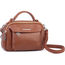 Nas Bag Kadın Çok Gözlü Mini El ve Çapraz Çanta Taba Victoria