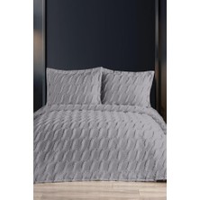 Çeyiz Diyarı Sarkos 3 Parça Çift Kişilik Pike Takımı Gri