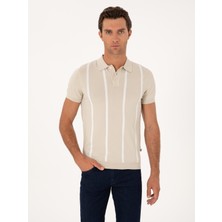 Cacharel Erkek Bej Slim Fit Polo Yaka Triko T-Shirt 50300833-VR011