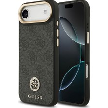 iPhone 17 Air Kılıf Guess Lisanslı M-Safe Şarj Özellikli Gold Kamera Çerçeveli Taşlı 4g Logolu Siyah