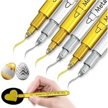 2li Gümüş ve Altın Kalem Marker Epoksi Altlık Kenarları Için , Epoksi Reçine Varak Gold Kalem A25